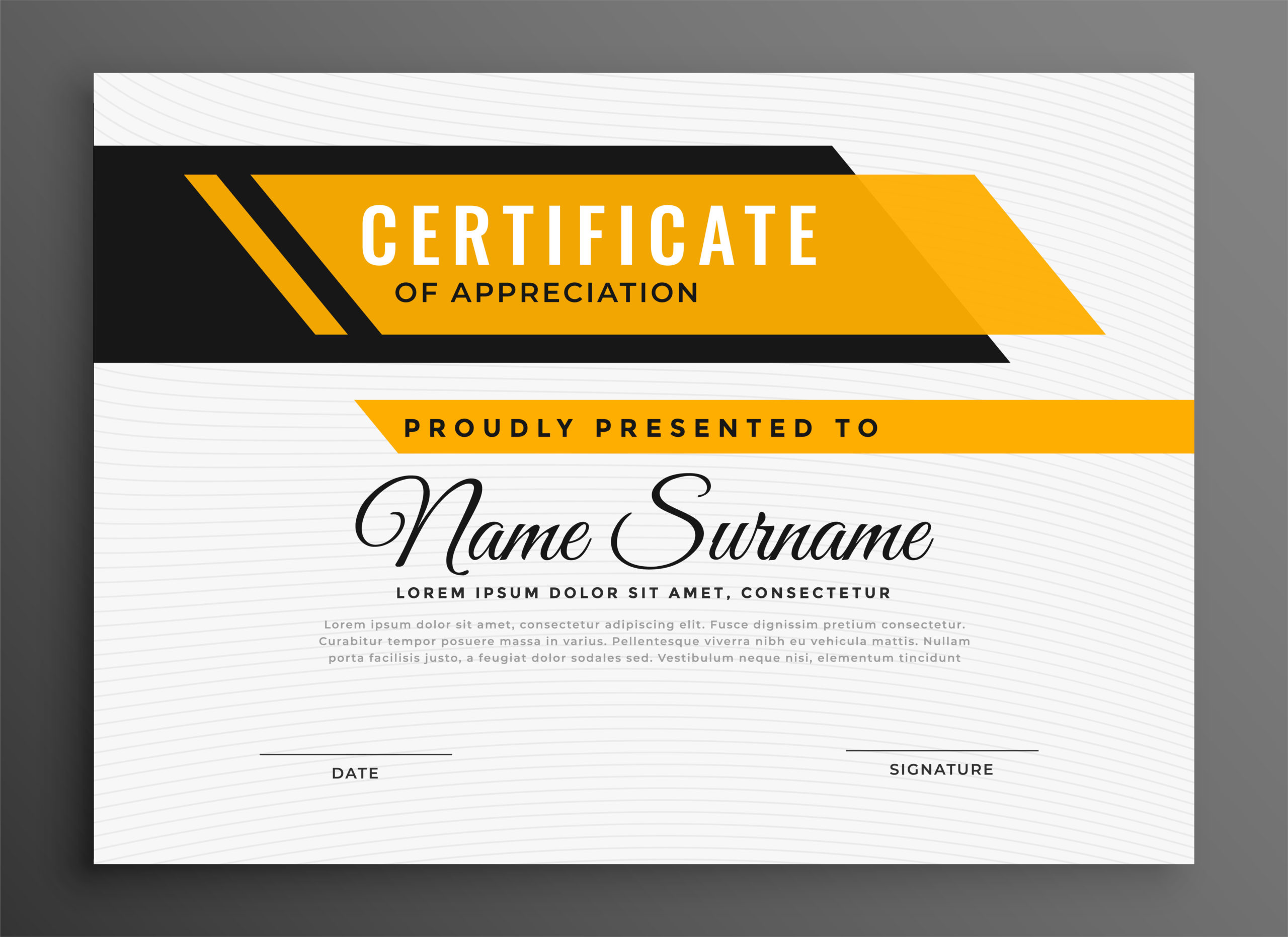 Certificate Award Diploma Template In Yellow Color Inside Free Art Award Certificate Templates Editable