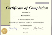 Certificate Business Analysis Certificates Templates Free With Amazing Certificate Of Analysis Template
