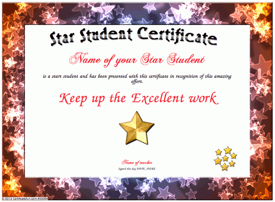 Certificate Creator Certificate Maker Certificate With Regard To Amazing Star Certificate Templates Free