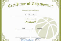 Certificate Of Achievement In Netball Sample In Silver Within Amazing Netball Certificate