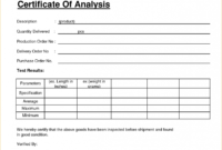 Certificate Of Analysis Format Template Business Format Pertaining To Certificate Of Analysis Template