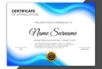 Certificate Of Appreciation Award Blue Template Download Regarding Certificates Of Appreciation Template