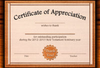 Certificate Of Appreciation Template Free Printable Inside Free Teacher Appreciation Certificate Free Printable