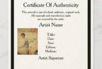 Certificate Of Authenticity Template For Artists Zazzle Intended For Authenticity Certificate Templates Free