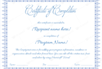 Certificate Of Completion 18 Word Layouts Inside Certificate Of Completion Free Template Word
