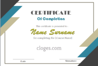 Certificate Of Completion Cloges With Awesome Certificate Of Completion Templates Editable