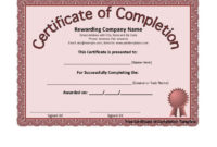 Certificate Of Completion Template 3 Pdf Format E Intended For Certificate Of Completion Word Template