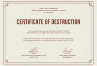 Certificate Of Destruction Template Word Labee Inside Printable Certificate Of Disposal Template