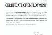 Certificate Of Employment Certificates Templates Free Pertaining To Certificate Of Employment Template