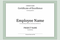 Certificate Of Excellence For Employee Free Certificate Within Best Employee Award Certificate Templates