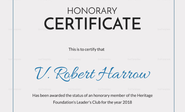 Certificate Of Honorary Participation Design Template In Regarding Certificate Of Participation Word Template