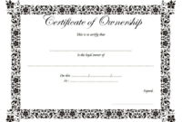 Certificate Of Ownership Template Template Of Share For Amazing Certificate Of Ownership Template