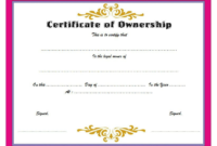 Certificate Of Ownership Template Template Of Share Throughout Best Certificate Of Ownership Template