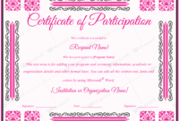 Certificate Of Participation 02 Word Layouts With Best Certificate Of Participation Template Pdf