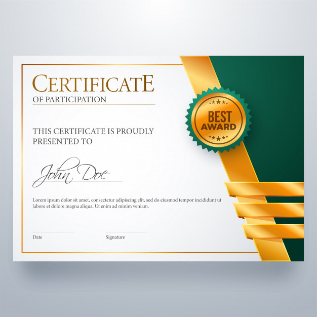 Certificate Of Participation Award Diploma Premium Vector With Regard To Certificate Of Participation Template Ppt