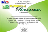 Certificate Of Participation Template Free With Free Free Templates For Certificates Of Participation
