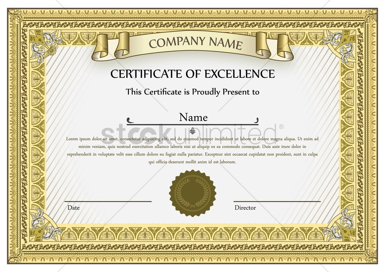 Certificate Template Vector Image 1507465 Stockunlimited Intended For High Resolution Certificate Template