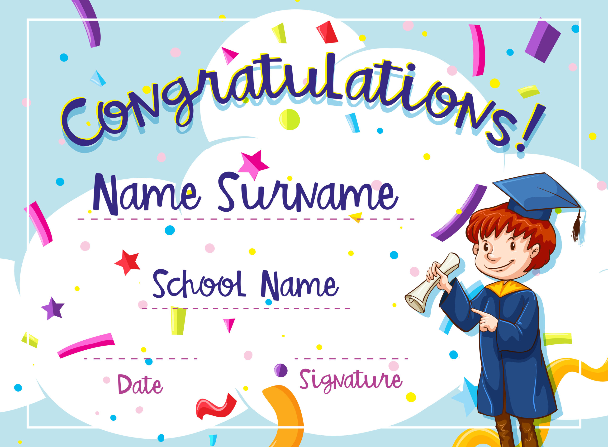 Certificate Template With Kid In Graduation Gown Pertaining To Free Kids Certificate Templates
