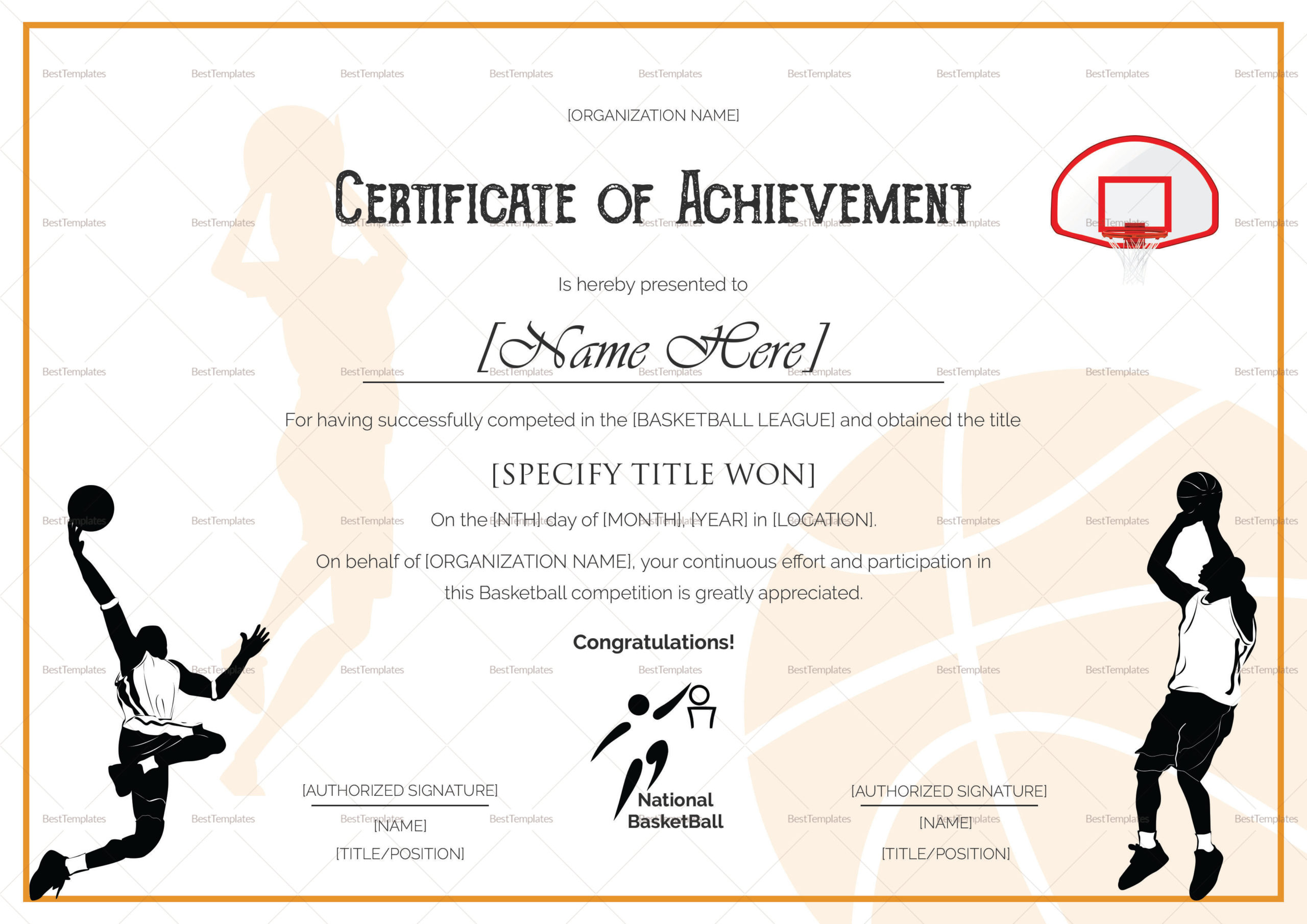 Certificate Templates Shooting Sports Award Certificate With Regard To Basketball Camp Certificate Template
