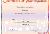 Choir Participation Certificate Printable Certificate In Free Choir Certificate Template
