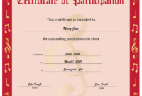 Choir Participation Certificate Printable Certificate Pertaining To Free Choir Certificate Template
