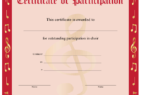 Choir Participation Certificate Printable Certificate With Best Membership Certificate Template Free 20 New Designs