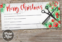 Christmas Hair Salon Printable Gift Certificate Template Throughout Beauty Salon Gift Certificate