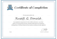 Class Completion Certificate Template Professional Throughout Certification Of Completion Template