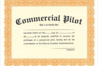 Commercial Pilot Certificate From Sporty&amp;#039;S Pilot Shop Inside Awesome Star Performer Certificate Templates