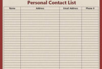 Contact List Template Free Printable Word Templates Inside Business Directory Template Free