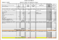 Cost Estimate Spreadsheet Template Excel Spreadsheet For Cost Estimate Worksheet Template