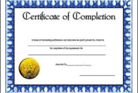 Course Completion Certificate Template Sample Sample Intended For Training Completion Certificate Template