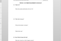 Customer Requirements Checklist Template Pertaining To Business Requirements Questionnaire Template