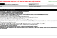 Data Warehousing Specialist Job Description Example Throughout Data Warehouse Business Requirements Template