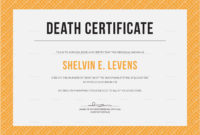 Death Certificate Design Template In Psd Word Throughout Felicitation Certificate Template