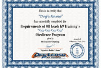 Design A Certificate Of Completion For Dog Training In Dog Training Certificate Template