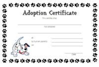 Dog Adoption Certificate Editable Templates 7 Designs Free For Stuffed Animal Adoption Certificate Template Free