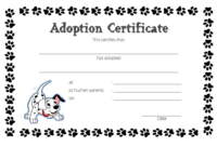 Dog Adoption Certificate Free Printable 7 Lovely Ideas Throughout Pet Adoption Certificate Editable Templates