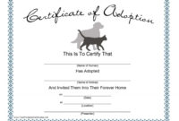 Dog Adoption Certificate Template Pdf Format E In Awesome Pet Adoption Certificate Editable Templates