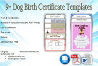 Dog Birth Certificate Template Editable 10 Official Designs Throughout Printable Pet Birth Certificate Templates Fillable