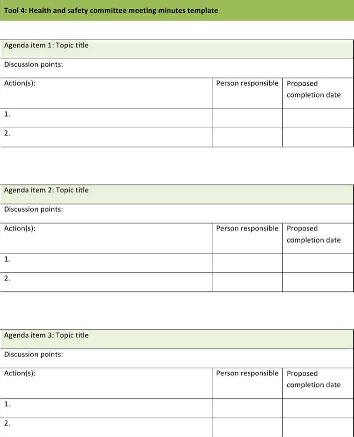 Download Minutes Of Health And Safety Meeting Template For Pertaining To Safety Meeting Minutes Template