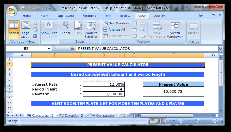 Download Present Value Calculator 10 Inside Net Present Value Excel Template