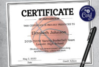 Editable Basketball Certificate Template Printable Etsy Intended For Basketball Certificate Template
