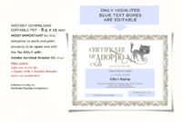 Editable Certificate Of Cat Adoption Template Printable With Awesome Dog Adoption Certificate Free Printable 7 Ideas