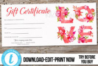 Editable Custom Love Printable Gift Certificate Template With Regard To Quality Love Certificate Templates
