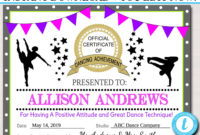 Editable Dancer Certificate Instant Download Dancing Award Within Free Dance Award Certificate Templates