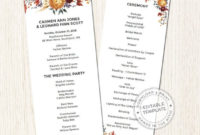 Editable Fall Wedding Program Template Autumn Flowers For Awesome Bridal Shower Agenda Template