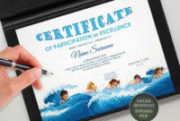 Editable Swimming Certificate Template Sport Certificate Regarding Swimming Award Certificate Template