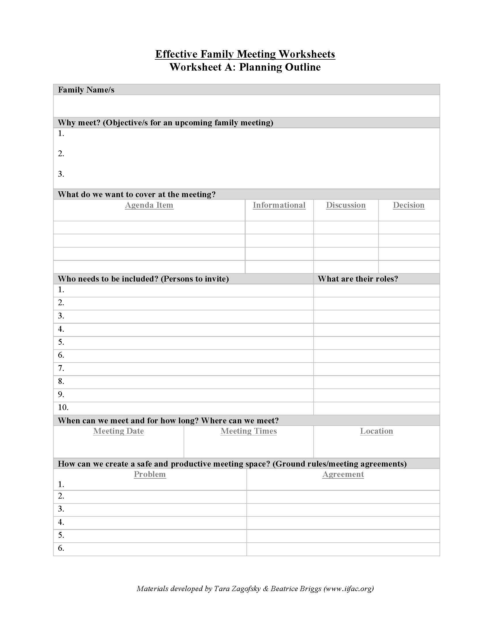 Effective Meeting Agenda Template For Family Sample Pdf For Awesome Family Meeting Agenda Template