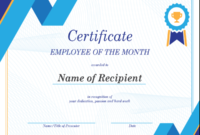 Employee Of The Month Certificate For Best Great Work Certificate Template